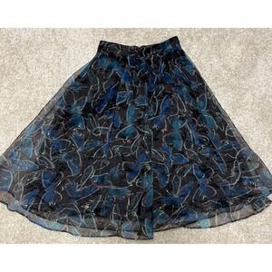 Moulinette Soeurs Anthropologie Midnight Butterfly Metallic Organza Skirt  Sz 2